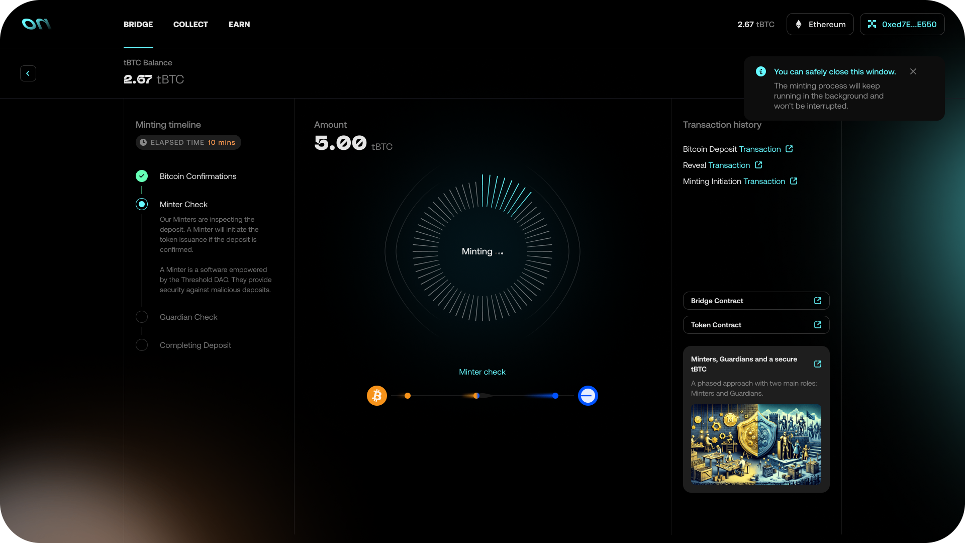 Minting timeline — minter check