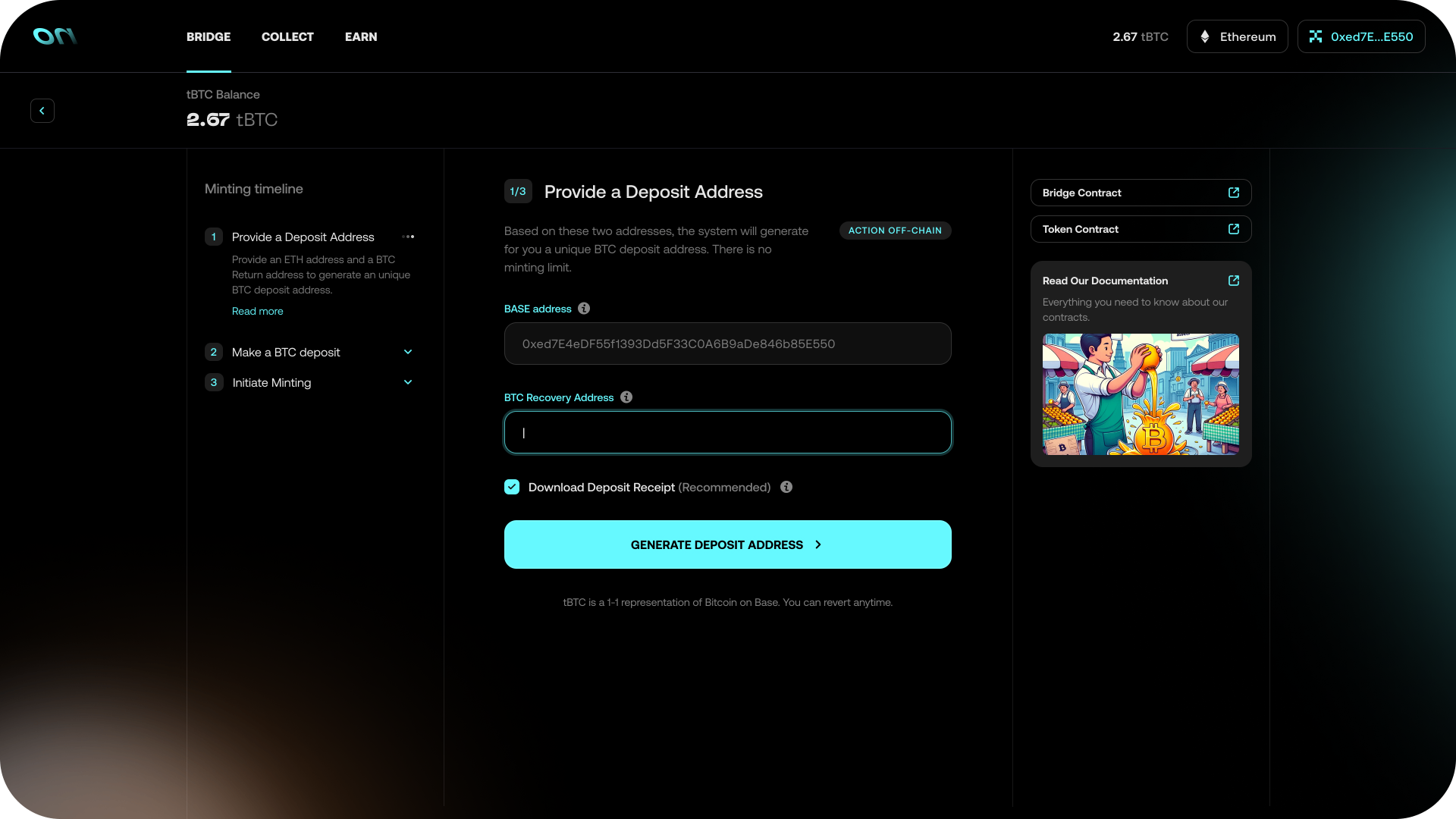 Step 1 — provide a deposit address