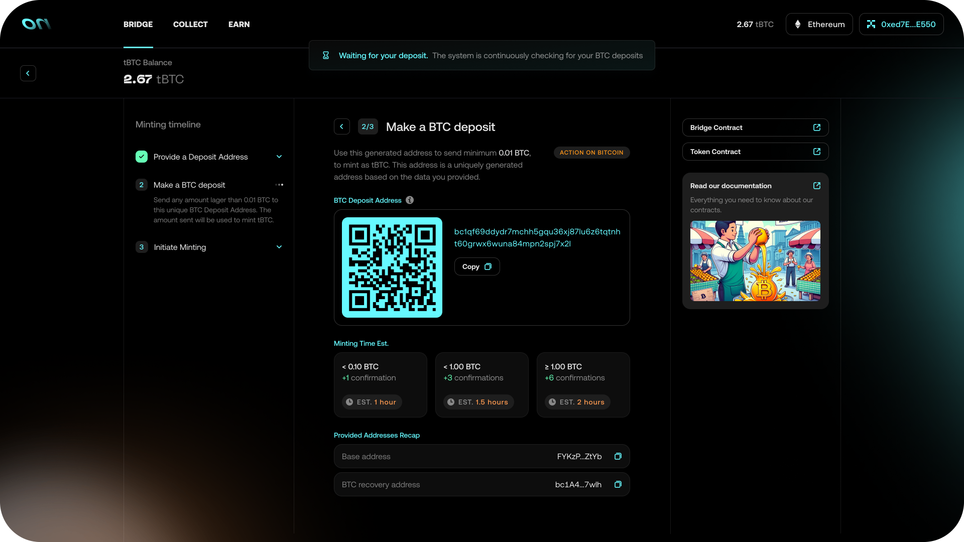 Step 2 — make a BTC deposit