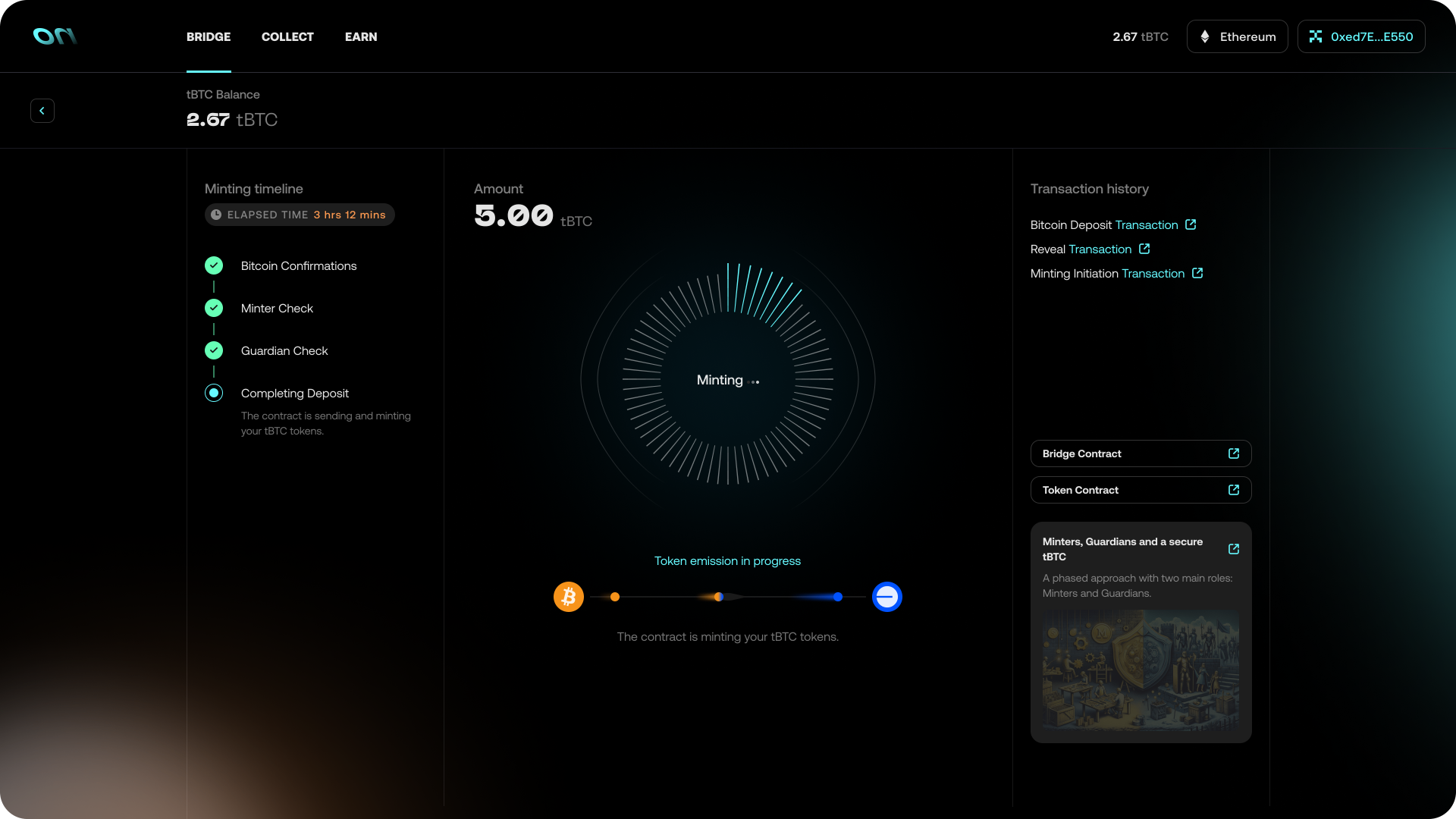 Minting timeline rebuilt in the On interface